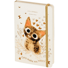 Книга записная "Love me. Милый котик", A5, 100 листов, линейка, бежевый