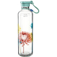 Бутылка для воды "Mint Flower", стекло, 750 мл, прозрачный, мятный