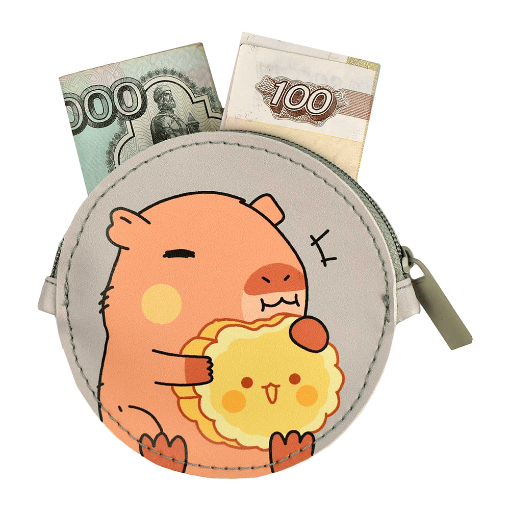 Кошелек "Капибара с печенькой", коричневый - 3