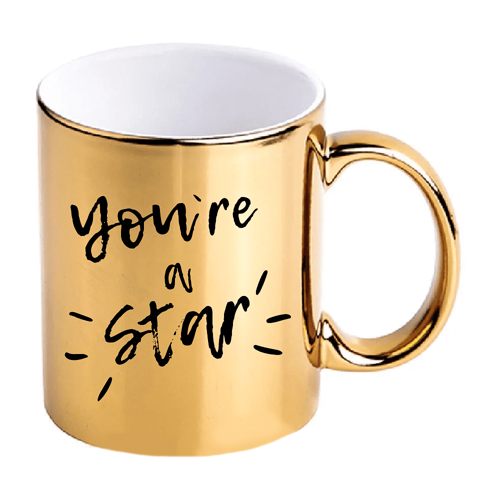 Кружка "You're a Star", керамика, 330 мл, зеркально-золотистая