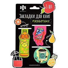 Закладка для книг "Напитки", 44x44 мм, 3 штуки, на магните