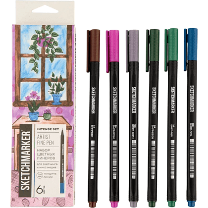 Ручка капиллярная "Sketchmarker Artist fine pen Intense", 6 шт. - 7