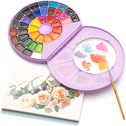 Краски акварельные "Himi", набор, 38 цветов, фиолетовый футляр - 4