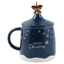 Кружка керамическая "Волшебный вечер", 400 мл, с крышкой и ложкой, ассорти