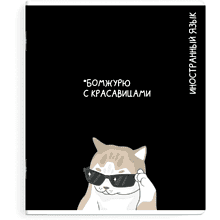 Тетрадь предметная "Бомжурю с красавицами. Иностранный язык", А5, 48 листов, клетка, черный