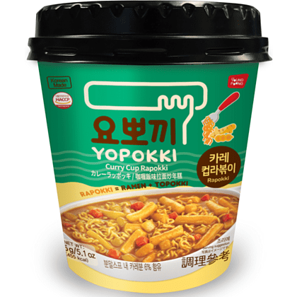 Рамен с рисовыми палочками "Yopokki. Curry Cup Rapokki" с соусом карри, 145 гр