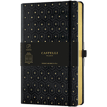 Блокнот Castelli Milano "Honeycomb Gold", А5, 96 листов, линейка, черный, золотой