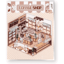 Набор наклеек "Румбокс. Кофе шоп" с пинцетом, разноцветный