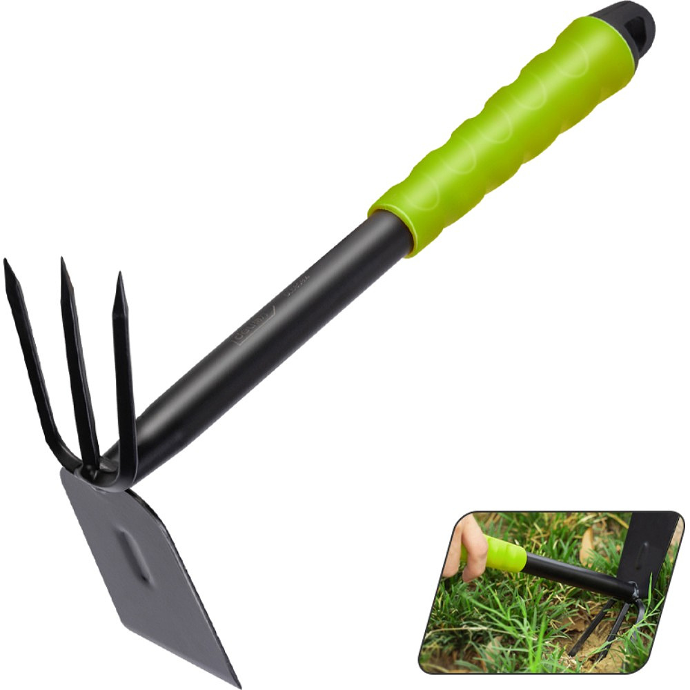 Тяпка садовая Deli GS EDL580814, 300 мм, трехзубая, двухсторонняя, зеленый - 2