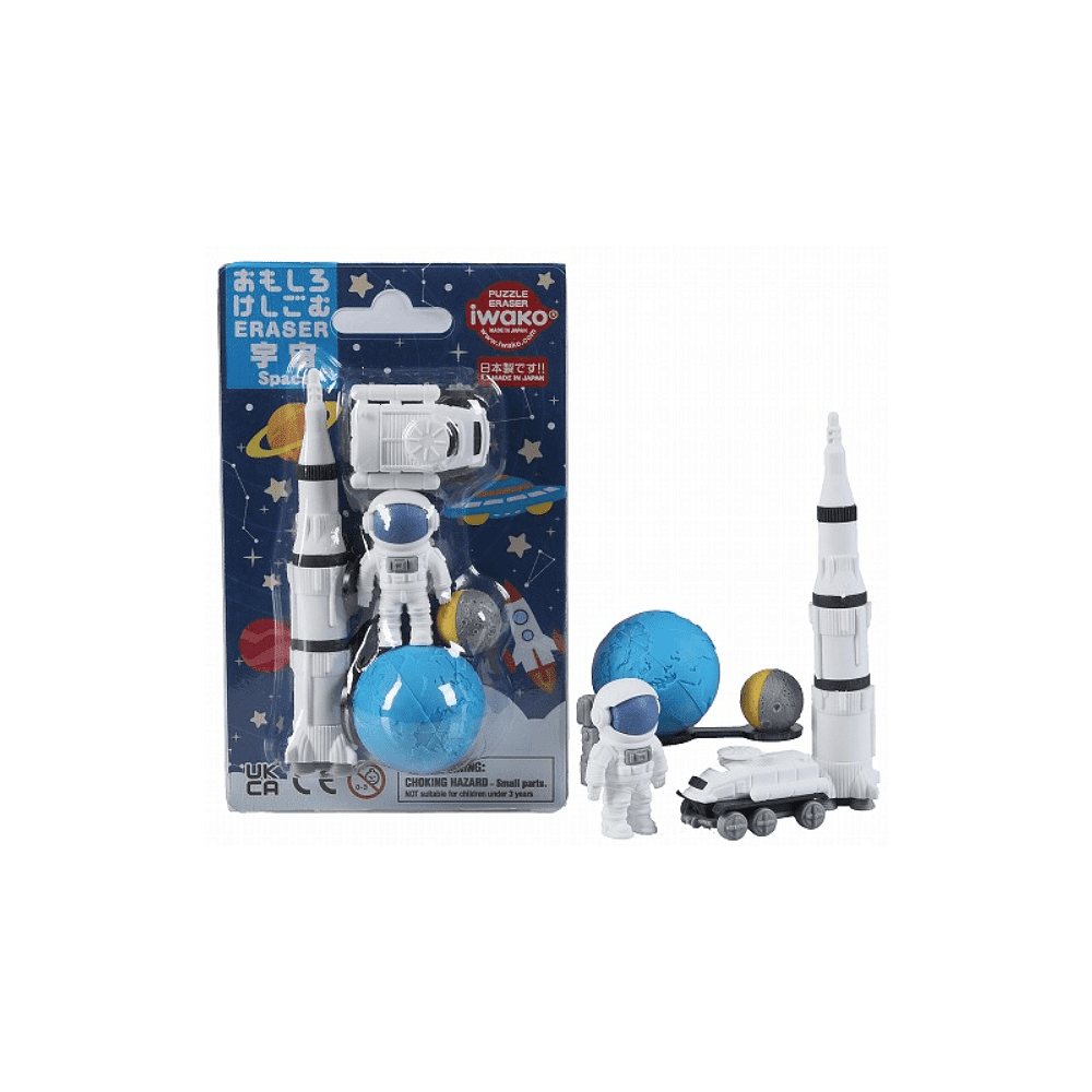 Ластик "IWAKO Space", 6 штук, фигурные, ассорти, блистер