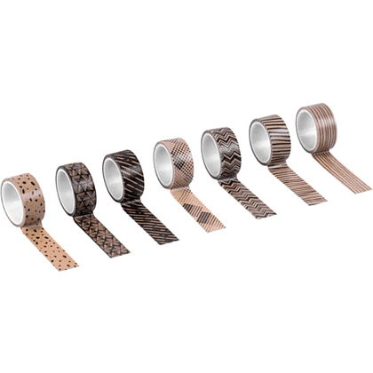 Клейкая лента "Кофейные цвета", 15x3 мм/м, ассорти - 4