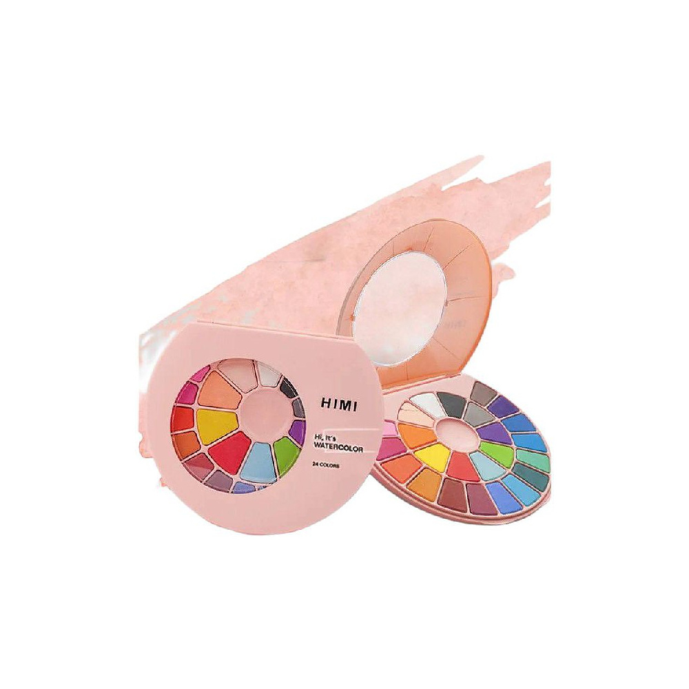Набор красок акварельных "Himi Miya", 24 цветов, кюветы, розовый футляр