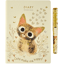 Набор ежедневник недатированный "Love me.Милый котик", А6, кожзам. + ручка 