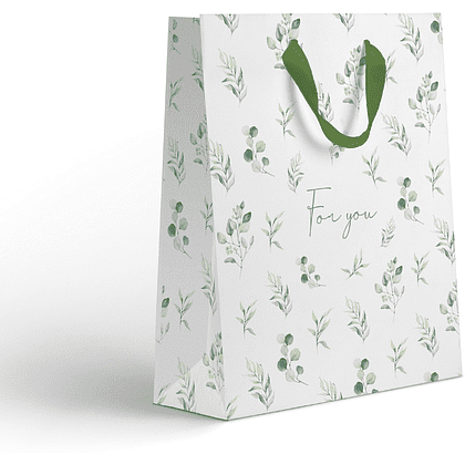Пакет бумажный подарочный "Эвкалипт", 31х41х10 см, крафт, ассорти