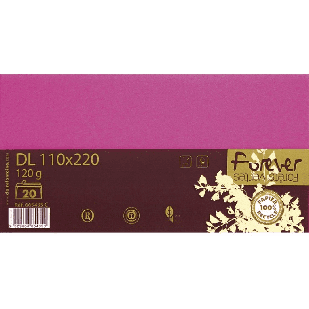 Конверт "Forever", 110x220 мм, 120г/м, ярко-розовый