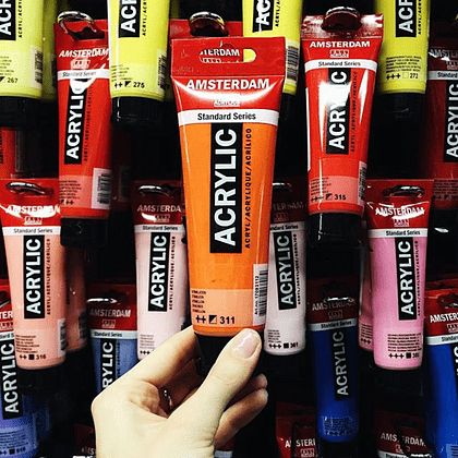 Краска акриловая "Amsterdam", 257 флуоресцентный оранжевый, 120 мл, туба - 3