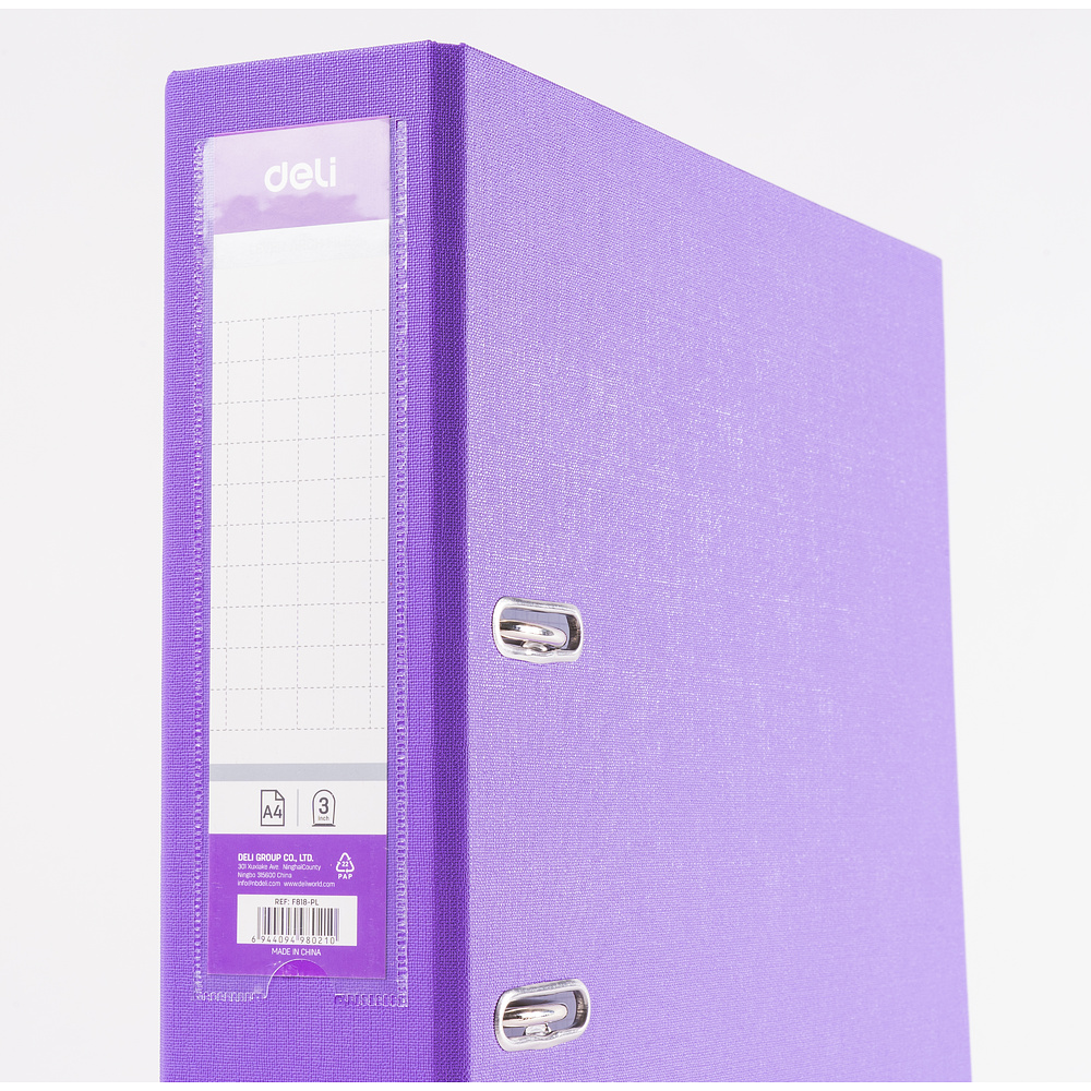 Папка-регистратор "Deli", А4, 75 мм, фиолетовый - 2