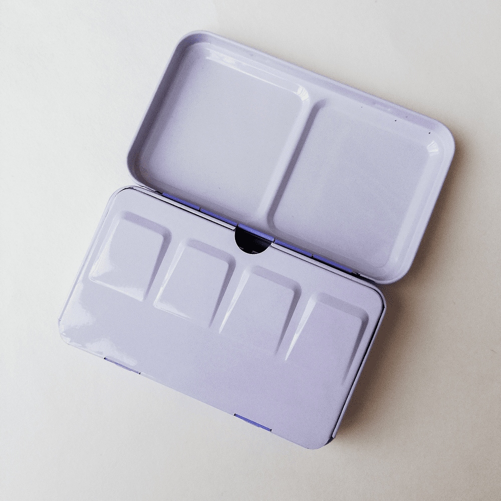 Пенал для акварели "Белые ночи" на 12 кювет, металл, светло-голубой - 3