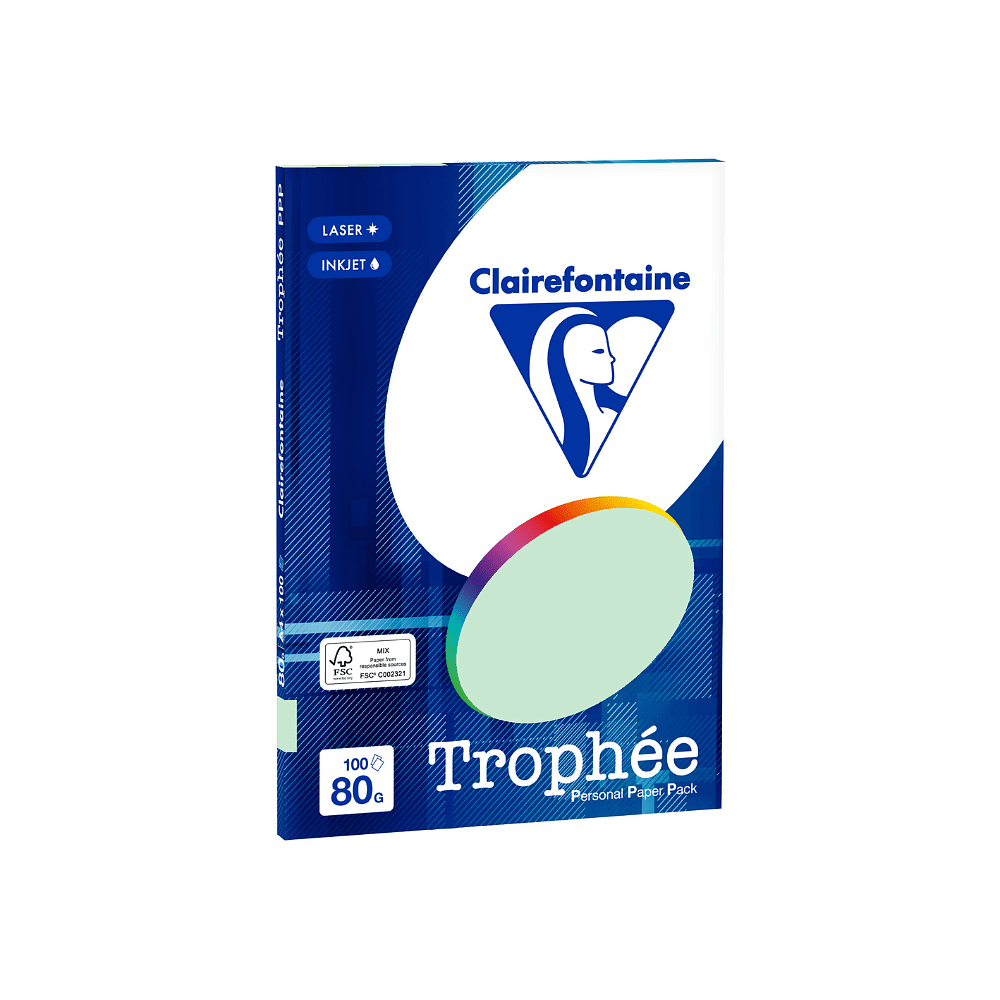 Бумага цветная "Trophée", А4, 100 листов, 80 г/м2, зеленый