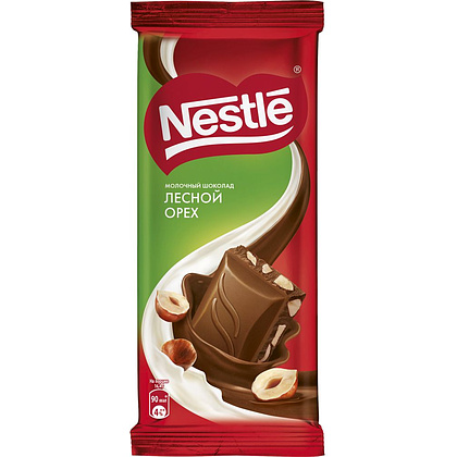 Шоколад молочный "Nestle", 82 г, с лесным орехом