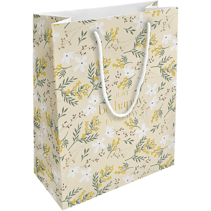 Пакет бумажный подарочный "Fleurs. Мимоза", 25х32х12 см, разноцветный