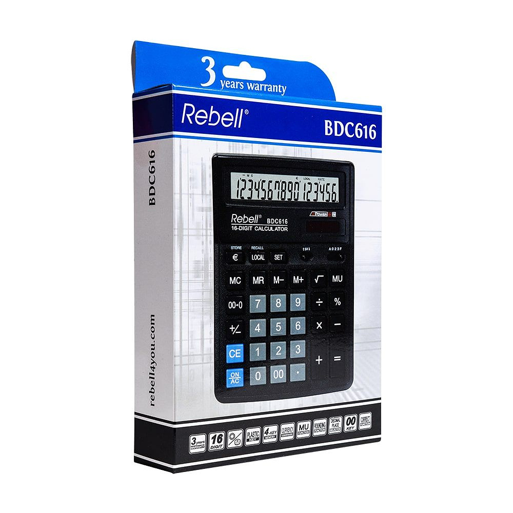 Калькулятор настольный Rebell "BDC616 BX", 16-разрядный, черный - 2