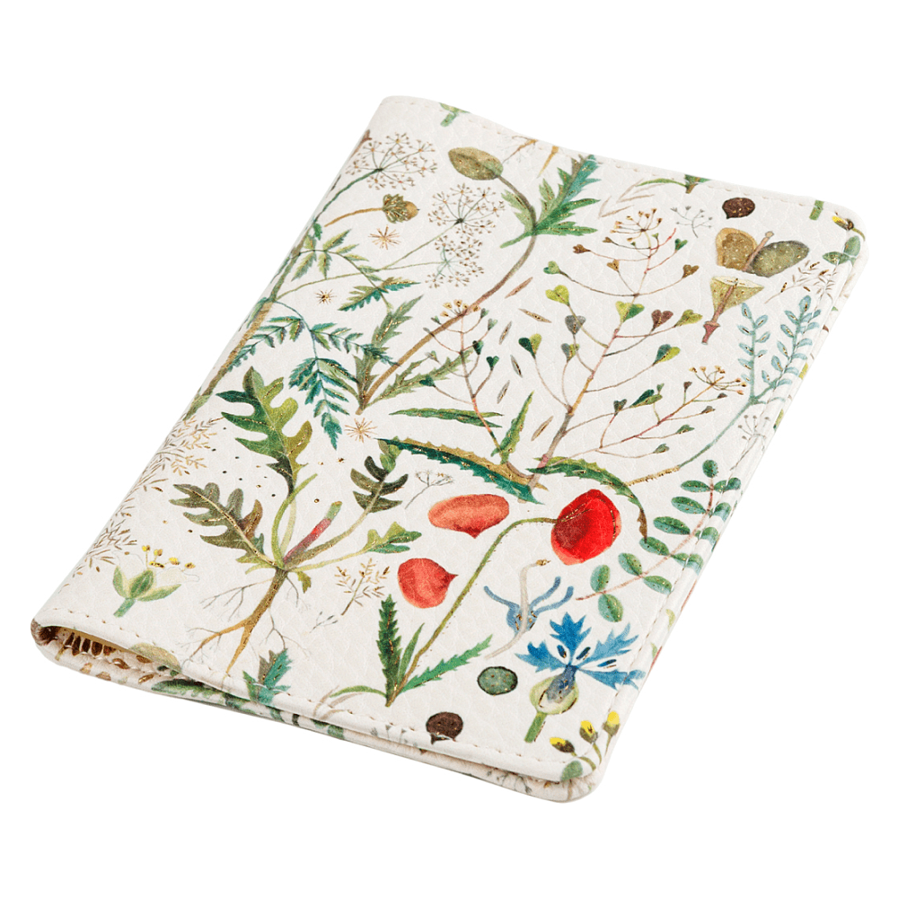 Обложка для паспорта "Flora. Луговые травы" кожзам., белый - 4