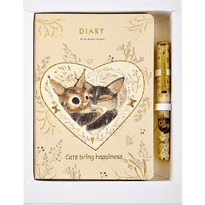 Набор ежедневник недатированный "Love me.Котики  приносят счастье", А6, кожзам. + ручка  - 2