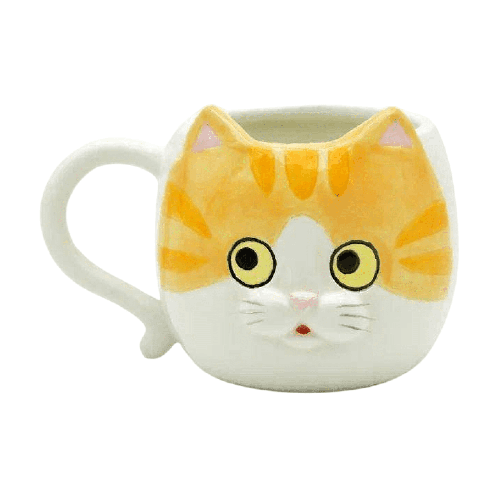 Кружка керамическая  "Рыжий кот", 410 мл, оранжевая