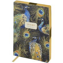 Ежедневник недатированный "Flora. Павлины", А5, 256 страниц, зеленый, синий