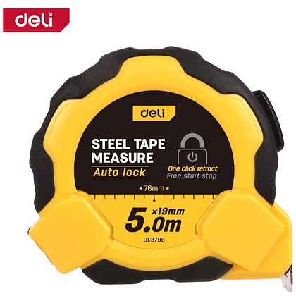 Рулетка Deli YS EDL3798, 5 м х 19 мм, желтый, черный - 4