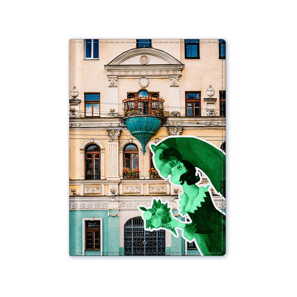 Обложка для паспорта "День Рождения", Марк Шагал, натуральная кожа, разноцветный