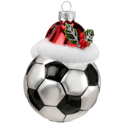 Украшение елочное "Футбольный мяч", 9 см, стекло, разноцветный