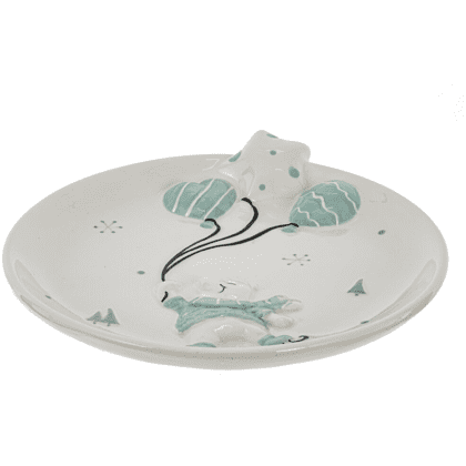 Тарелка керамическая "Белый медведь", 22 см, белый, голубой - 4