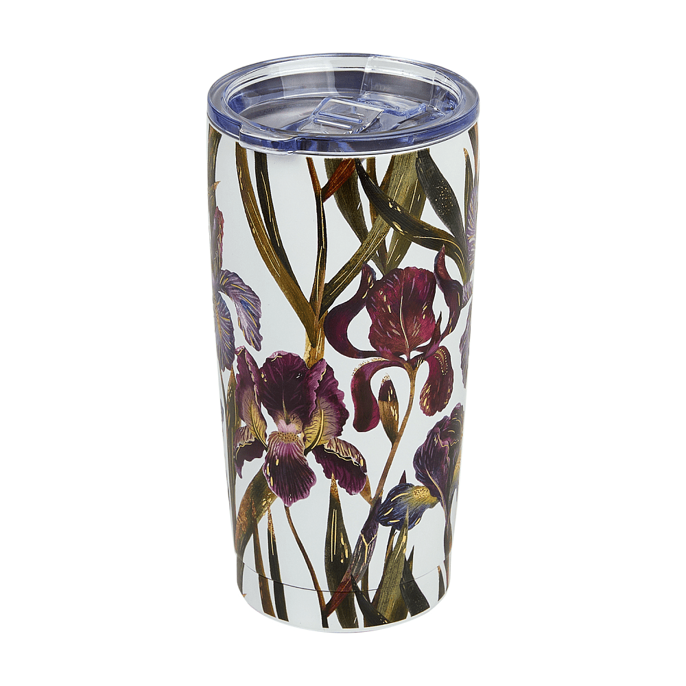 Кружка термическая "Flora. Ирисы", металл, пластик, 600 мл, белый