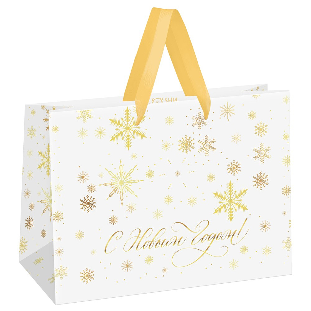 Пакет подарочный "Gold snowflake", ламинированный