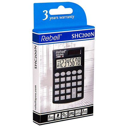 Калькулятор карманный Rebell "SHC200N BX/RE-SHC208 BX", 8-разрядный, черный - 3