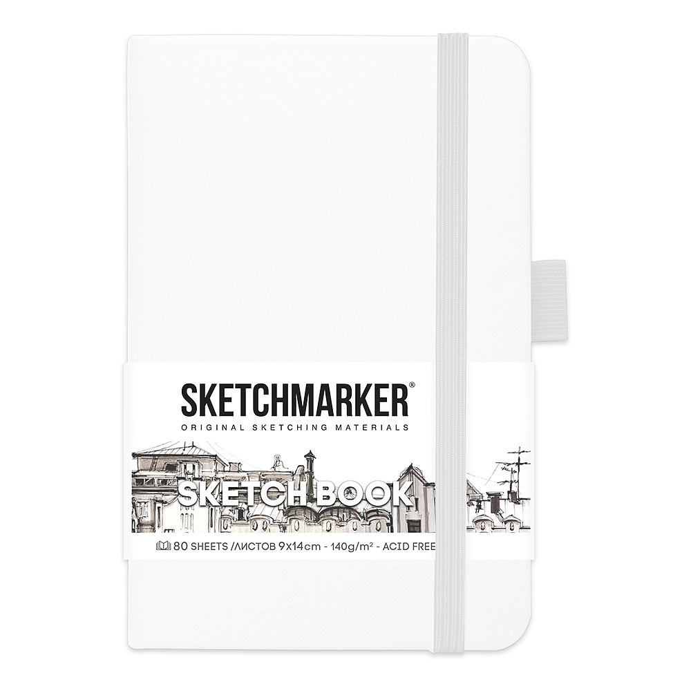 Скетчбук "Sketchmarker", 9x14 см, 140 г/м2, 80 листов, белый
