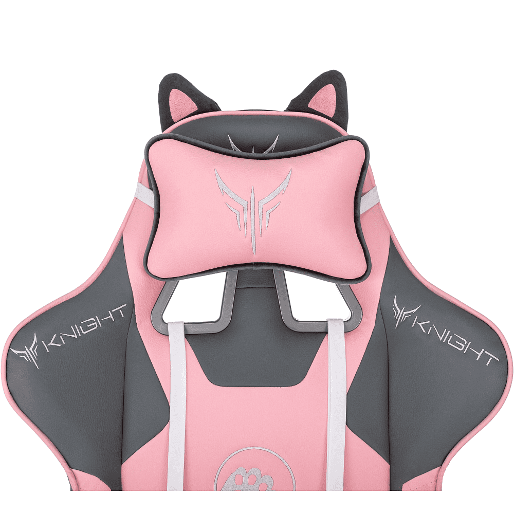 Кресло игровое Бюрократ Knight "Catzy", экокожа, пластик, серый, розовый - 14