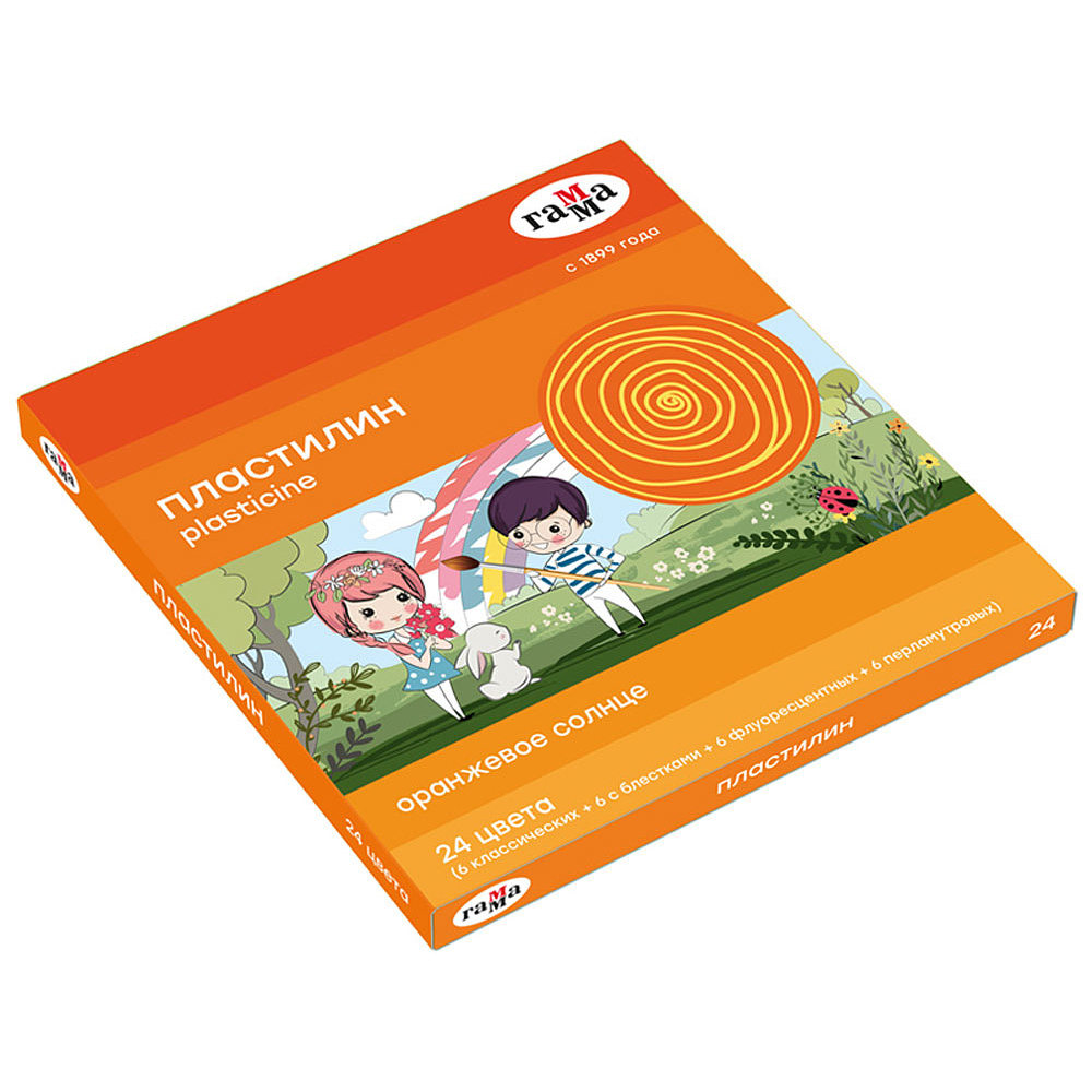 Пластилин для детской лепки "Оранжевое солнце", 24 цвета
