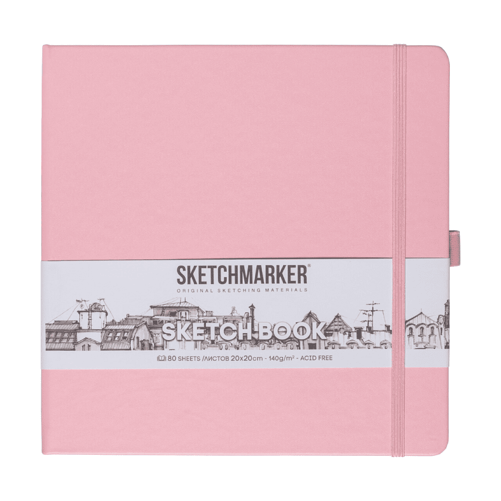 Скетчбук "Sketchmarker", 80 листов, 20x20 см, 140 г/м2, розовый 