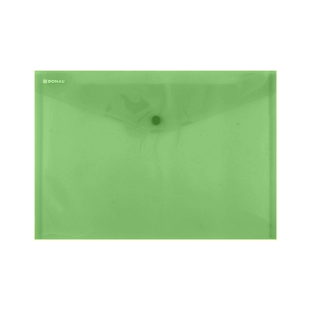 Папка-конверт на кнопке "Donau", C5, зеленый прозрачный