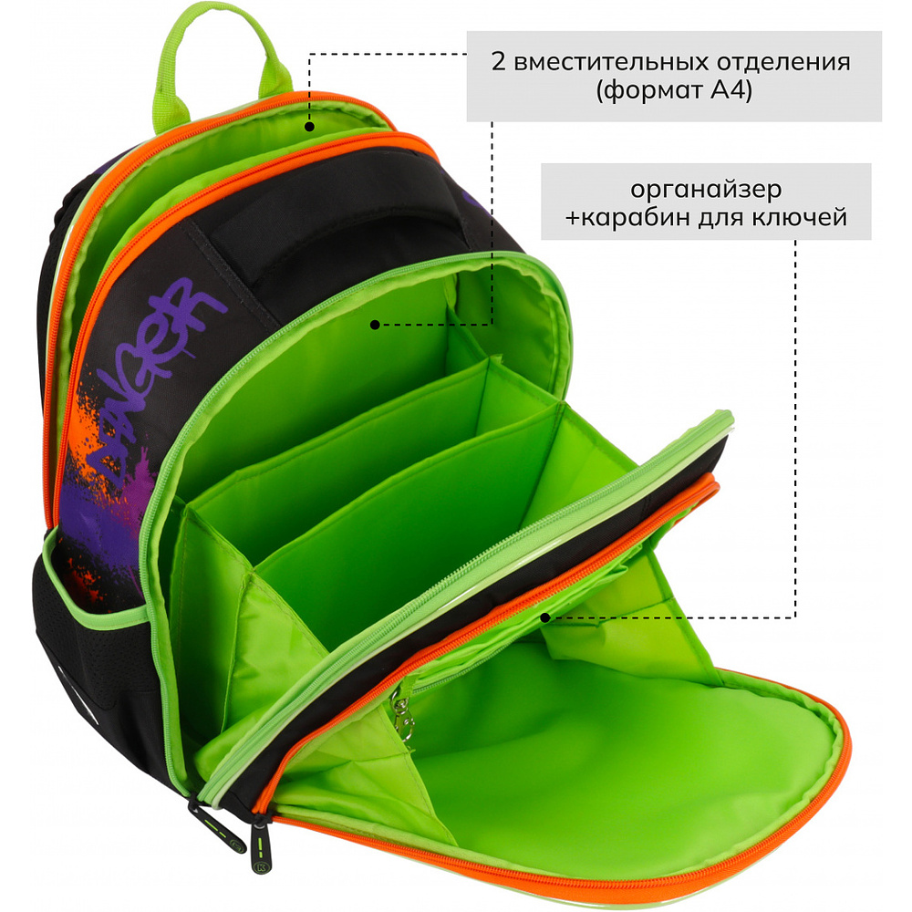 Рюкзак школьный "Comfort Light. Danger Dino", разноцветный - 5