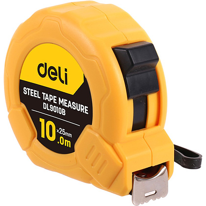 Рулетка Deli YS EDL9010B, 10 м х 25 мм, желтый - 2