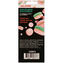 Закладки пластиковые "KLERK", 10 цветов, 20 штук, ассорти 