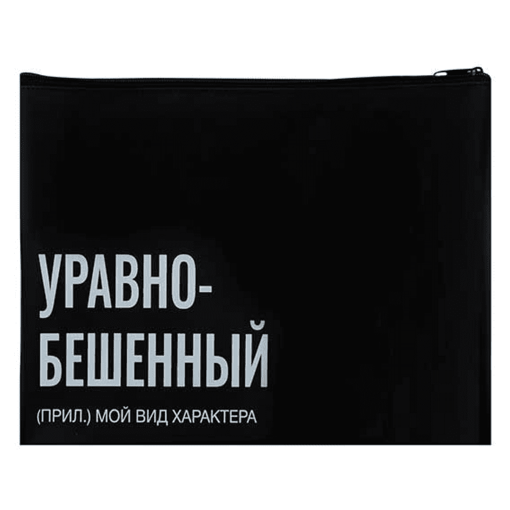 Папка для тетрадей "Уравнобешенный", А5+, молния, черный