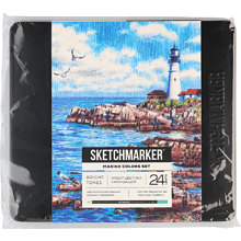 Набор карандашей цветных "Sketchmarker Морской", 24 цвета, в металлической коробке