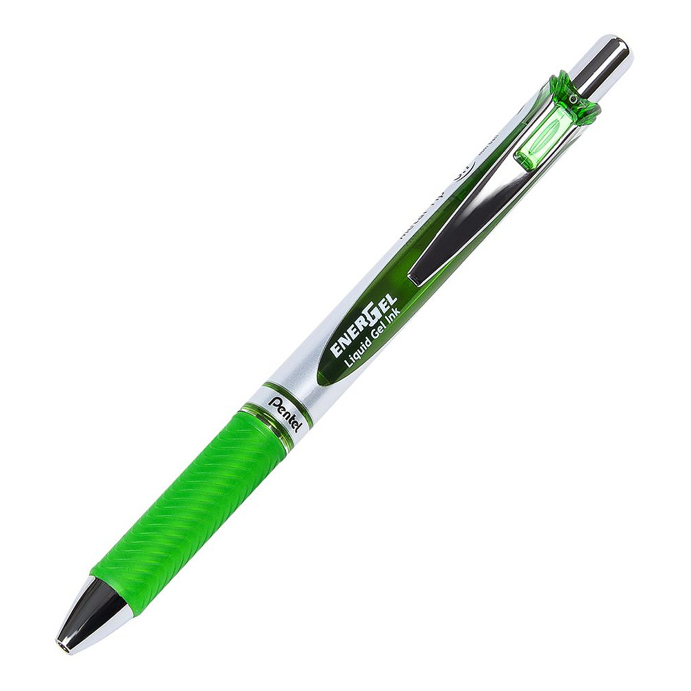 Ручка-роллер "Energel BL77", 0.7 мм, серебристый, салатовый, стерж. салатовый