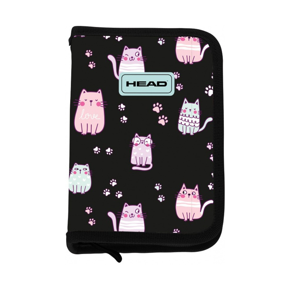 Пенал Astra "Lovely kitty", 1 отделение, черный, розовый