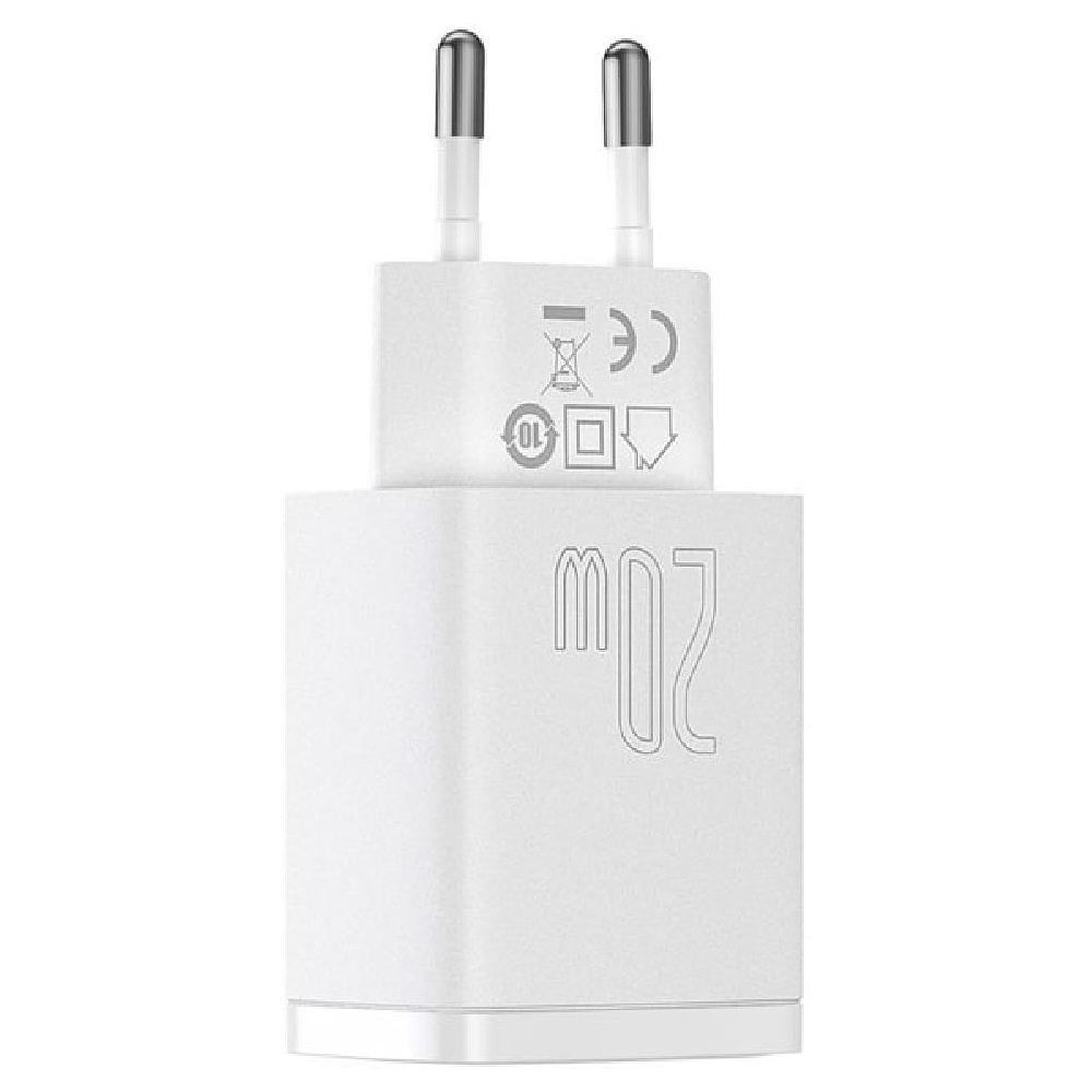 Сетевое зарядное устройство Baseus "CCXJ-B02", Compact Quick Charger USB+Type-C 20W, белый